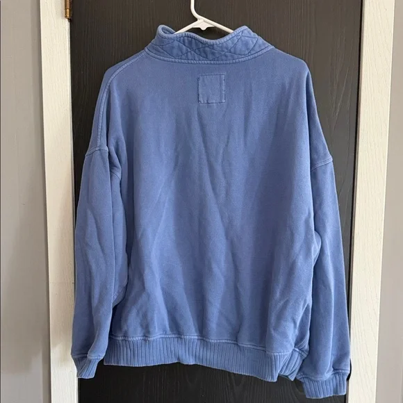 aerie Dusty Blue Quarter-Snap Pullover Sweatshirt - Picture 2 of 3